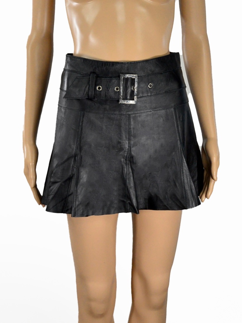 Vintage 00s Y2K Bebe Grunge Black Moto Leather Mini Skirt